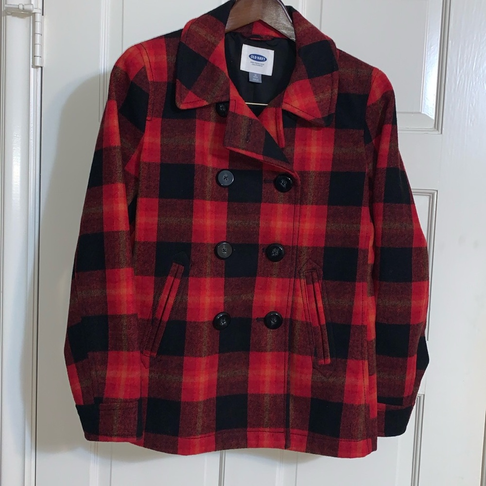 Old Navy Double-breasted Plaid Jacket